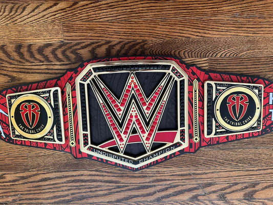 JNJ Collectibles Roman Reigns 1,316 Days Signature Series Undisputed Championship Replica Title Belt with custom side plates and tribal patterns.